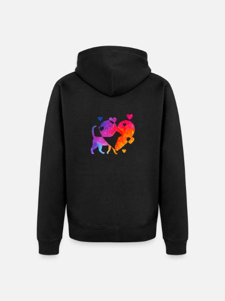 Katzenliebe - Unisex Premium Bio Zip Hoodie - Schwarz
