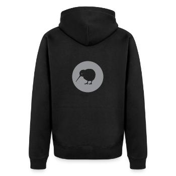 KIWI - Vogel - Neuseeland - Unisex Premium Bio Zip Hoodie - Schwarz - Hinten - Nico (187cm)