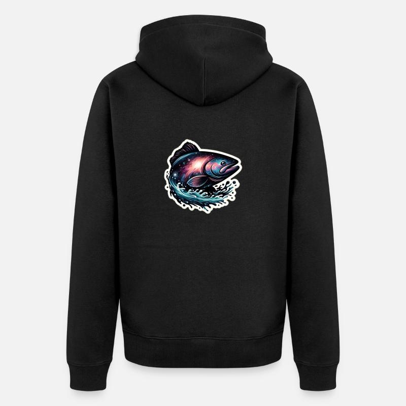 Poisson galactique - Veste à capuche bio Premium Unisexe - noir