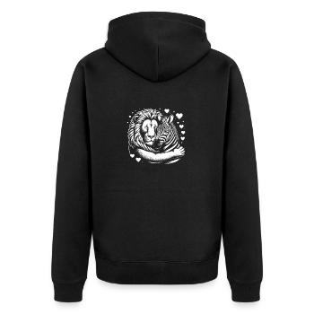 Leo and Zebra Love and Friendship - Unisex Premium Organic Zip Hoodie - black - Back - Nico (187cm)