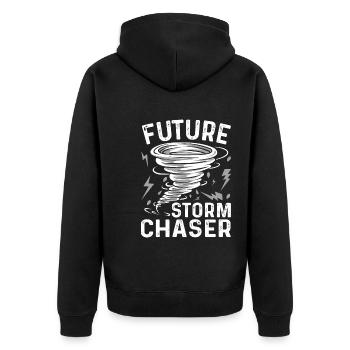 Future Storm Chaser Funny Meteorologist - Unisex Premium Bio Zip Hoodie - Schwarz - Hinten - Nico (187cm)