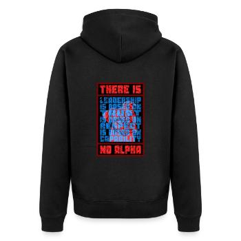 There is no Alpha - Unisex Premium Organic Zip Hoodie - black - Back - Nico (187cm)