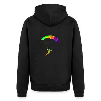 Ski Paragliding Regenbogen Farben Polygon Sport - Unisex Premium Bio Zip Hoodie - Schwarz - Hinten - Nico (187cm)