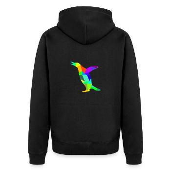 Pinguin Regenbogen Tiere Polygon - Unisex Premium Bio Zip Hoodie - Schwarz - Hinten - Nico (187cm)