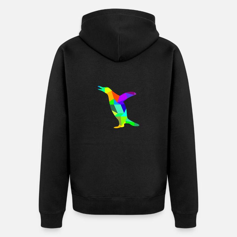 Pinguin Regenbogen Tiere Polygon - Unisex Premium Bio Zip Hoodie - Schwarz
