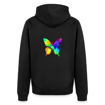 Schmetterling Regenbogen Tiere Polygon - Unisex Premium Bio Zip Hoodie - Schwarz - Hinten - Nico (187cm)