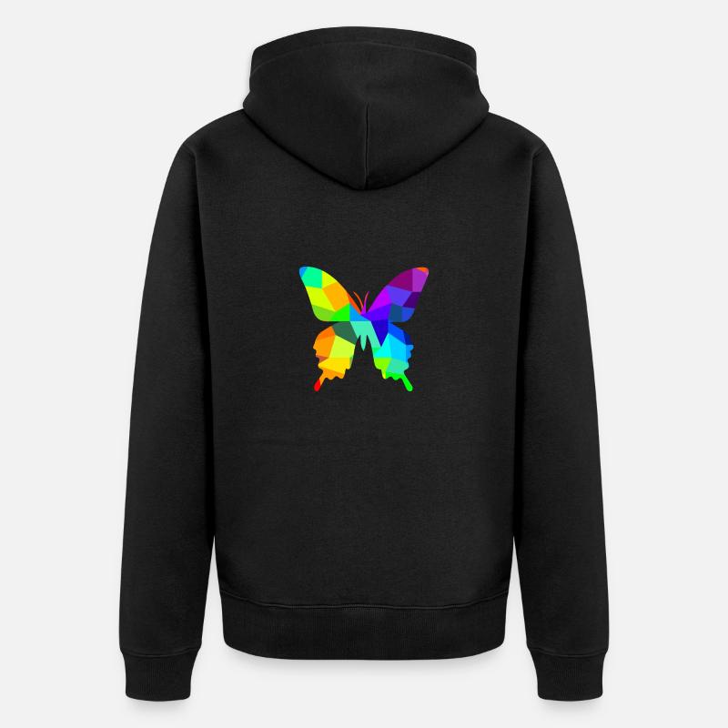 Papillon arc-en-ciel animaux polygone - Veste à capuche bio Premium Unisexe - noir