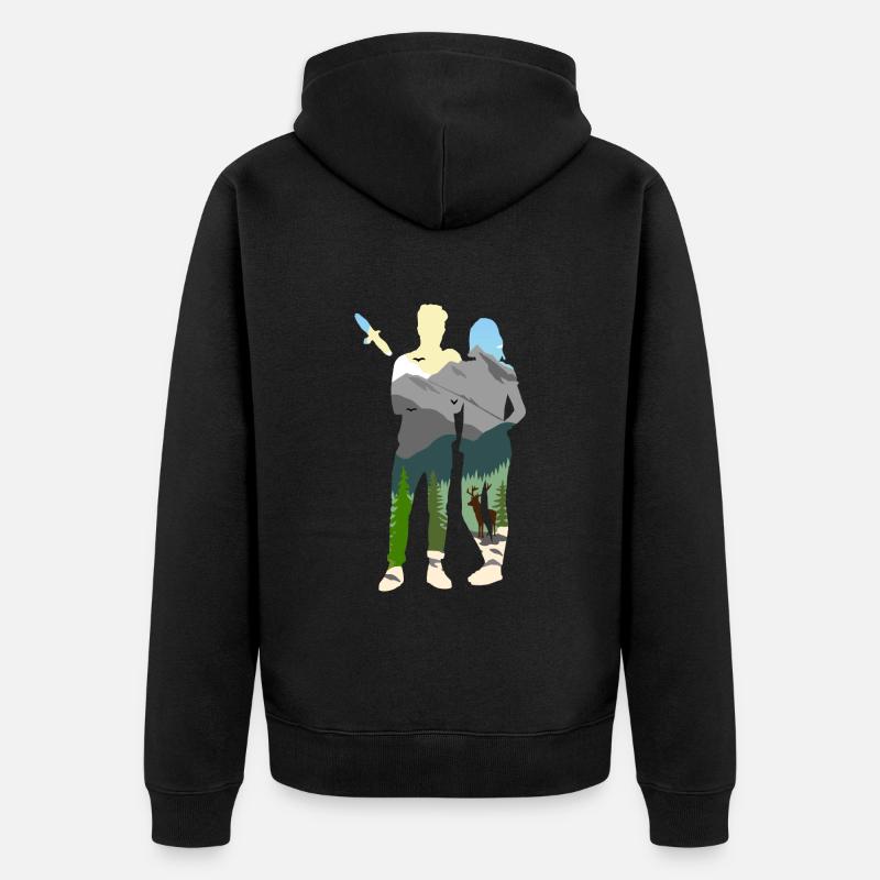 Wanderfreunde - Unisex Premium Bio Zip Hoodie - Schwarz