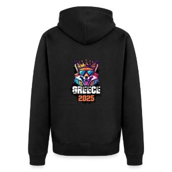 Grèce 2025 Vacances Renard - Veste à capuche bio Premium Unisexe - noir - Dos - Nico (187cm)