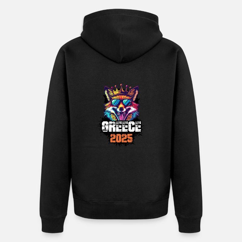 Grèce 2025 Vacances Renard - Veste à capuche bio Premium Unisexe - noir