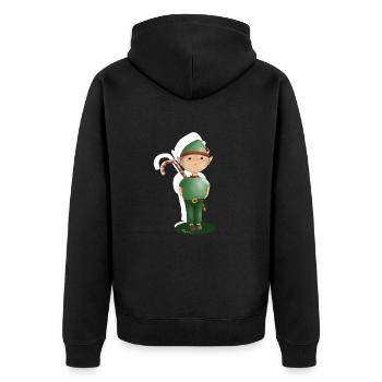 Prankster Elf von Vater Noel - Unisex Premium Bio Zip Hoodie - Schwarz - Hinten - Nico (187cm)