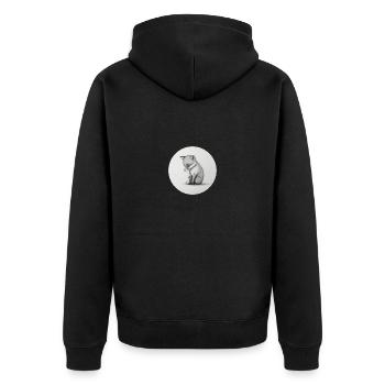 Fox - Unisex Premium Organic Zip Hoodie - black - Back - Nico (187cm)