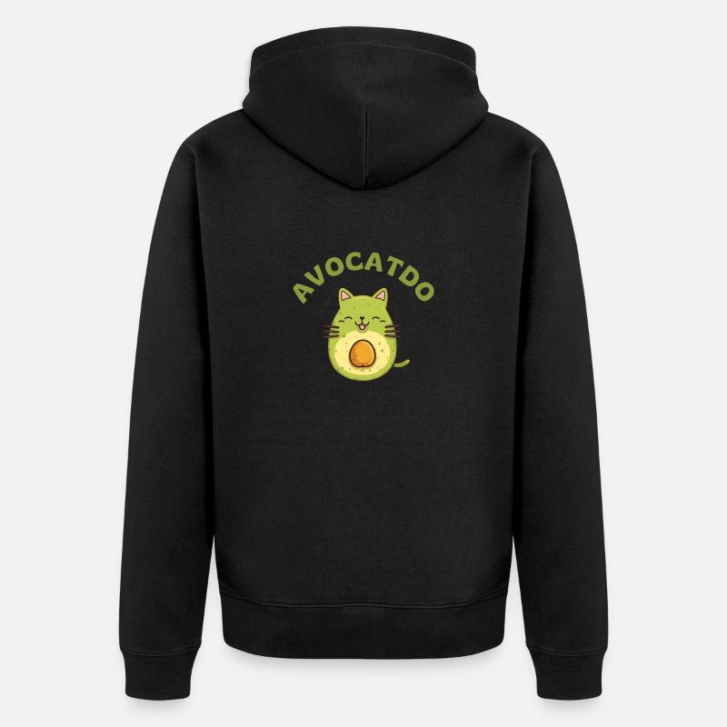Avocado Katze - Avocatdo - Unisex Premium Bio Zip Hoodie - Schwarz