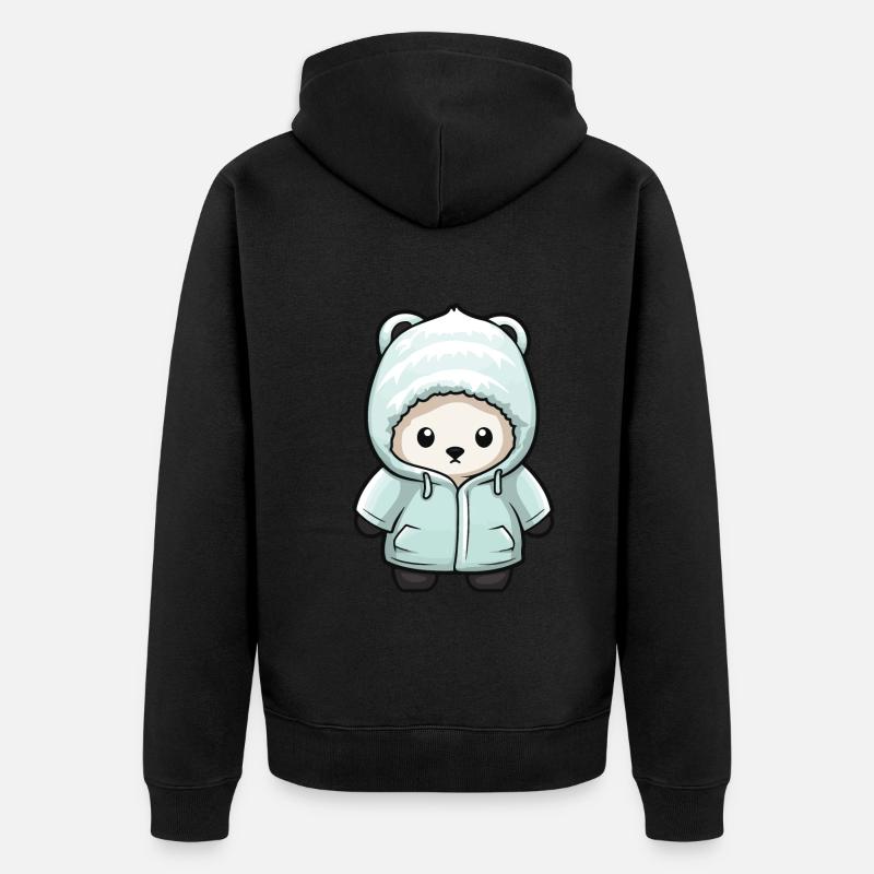 Eisbär Winter Polar Bär Comic - Unisex Premium Bio Zip Hoodie - Schwarz