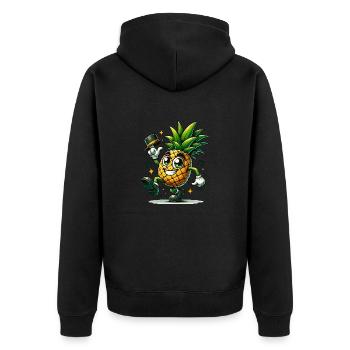 Tanzende Ananas - Unisex Premium Bio Zip Hoodie - Schwarz - Hinten - Nico (187cm)