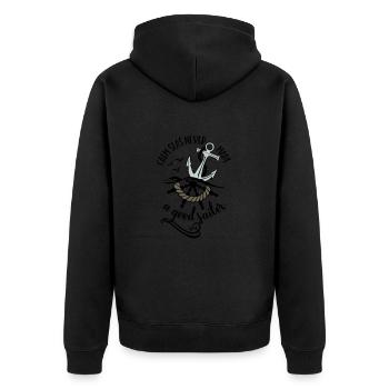 SAILOR ANCHOR SEA SAILORS SEAMEN SEA MOIN COAST MOTIFS - Unisex Premium Organic Zip Hoodie - black - Back - Nico (187cm)
