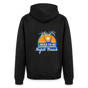 I Need To Be Seahabilitated Napili Beach Summer - Unisex Premium Bio Zip Hoodie - Schwarz - Hinten - Nico (187cm)