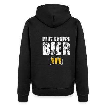 Bier Beer Alkohol Party Saufen JGA Fest - Unisex Premium Bio Zip Hoodie - Schwarz - Hinten - Nico (187cm)