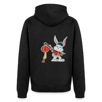 Joyeux Nouvel An chinois 2023 I Année du Lapin - Veste à capuche bio Premium Unisexe - noir - Dos - Nico (187cm)