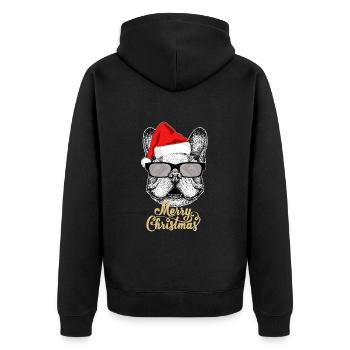 Frohe Weihnachtsfeier - Unisex Premium Bio Zip Hoodie - Schwarz - Hinten - Nico (187cm)