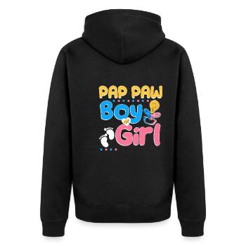 Pink or Blue Pap Paw Loves You Best Grandpa Ever - Unisex Premium Organic Zip Hoodie - black - Back - Nico (187cm)