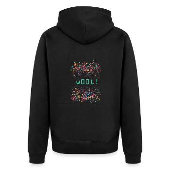 woot, kostüm ,helau ,konfetti - Unisex Premium Bio Zip Hoodie - Schwarz - Hinten - Nico (187cm)