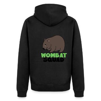 Wombat Squad Cute Wombat Wildlife Animal - Unisex Premium Organic Zip Hoodie - black - Back - Nico (187cm)