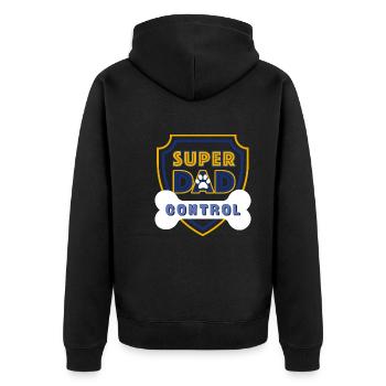 Super Dad Control Dark Blue - Unisex Premium Bio Zip Hoodie - Schwarz - Hinten - Nico (187cm)