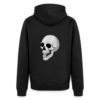 SCHÄDEL SKULL SKELETT TOTENKOPF TOD GRAB HALLOWEEN - Unisex Premium Bio Zip Hoodie - Schwarz - Hinten - Nico (187cm)