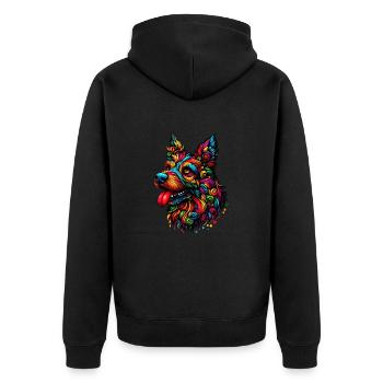 DOG COLORFUL COLORFUL RAINBOW GRAFFITI BLOB - Unisex Premium Organic Zip Hoodie - black - Back - Nico (187cm)