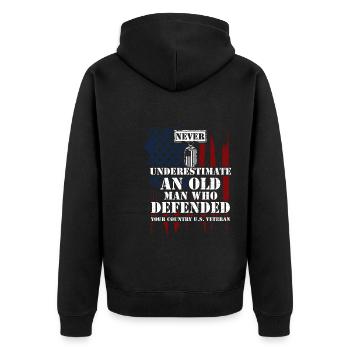 Never Underestimate An Old Man W... - Unisex Premium Organic Zip Hoodie - black - Back - Nico (187cm)