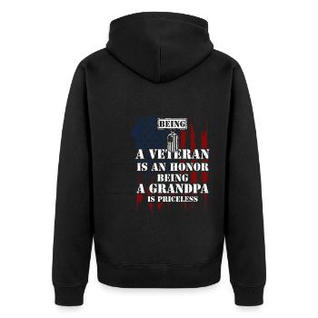 Being A Veteran Is An Honor Bein... - Unisex Premium Bio Zip Hoodie - Schwarz - Hinten - Nico (187cm)