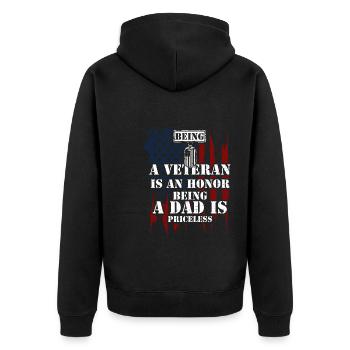 Being A Veteran Is An Honor Bein... - Unisex Premium Bio Zip Hoodie - Schwarz - Hinten - Nico (187cm)