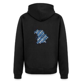 Bayern - Unisex Premium Bio Zip Hoodie - Schwarz - Hinten - Nico (187cm)