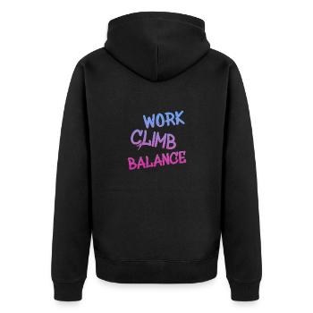 Klettern Bouldern - Unisex Premium Bio Zip Hoodie - Schwarz - Hinten - Nico (187cm)