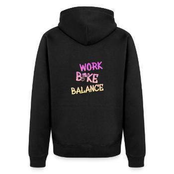 work bike balance bike biker - Unisex Premium Bio Zip Hoodie - Schwarz - Hinten - Nico (187cm)