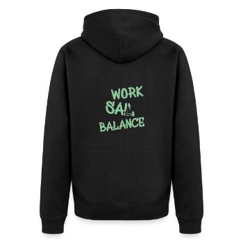Work Sail Balance - Unisex Premium Bio Zip Hoodie - Schwarz - Hinten - Nico (187cm)