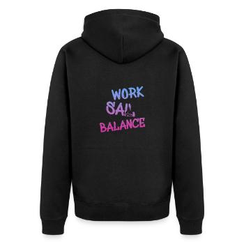 work sail balance - Unisex Premium Bio Zip Hoodie - Schwarz - Hinten - Nico (187cm)