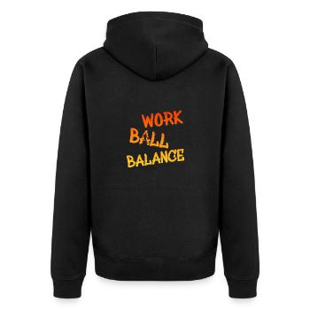 Basketball, Streetball, Work Ball Balance - Unisex Premium Bio Zip Hoodie - Schwarz - Hinten - Nico (187cm)