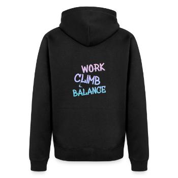 Kletter Klettersteig Kletterer Climbing - Unisex Premium Bio Zip Hoodie - Schwarz - Hinten - Nico (187cm)