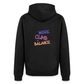 Klettern - Unisex Premium Bio Zip Hoodie - Schwarz - Hinten - Nico (187cm)