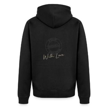 Brussels with love - Unisex Premium Organic Zip Hoodie - black - Back - Nico (187cm)
