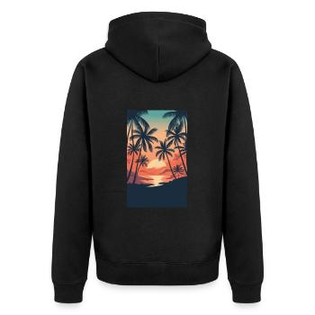 beach palmier mer - Veste à capuche bio Premium Unisexe - noir - Dos - Nico (187cm)