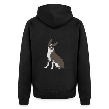 Boston Terrier Line Drawing - Unisex Premium Organic Zip Hoodie - black - Back - Nico (187cm)