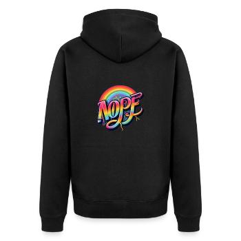 Nope - Unisex Premium Bio Zip Hoodie - Schwarz - Hinten - Nico (187cm)