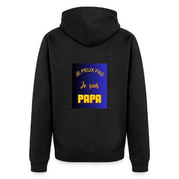 ICH KANN NICHT, ICH BIN EIN VATER - Unisex Premium Bio Zip Hoodie - Schwarz - Hinten - Nico (187cm)