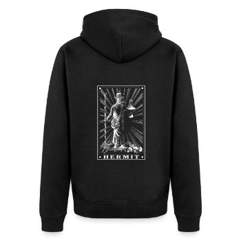 Gothic - The Hermit - Tarot Card Design - Unisex Premium Organic Zip Hoodie - black - Back - Nico (187cm)