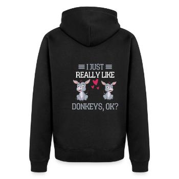 Farm Animal Farmer Gift Funny Donkey - Unisex Premium Organic Zip Hoodie - black - Back - Nico (187cm)