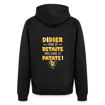Didier prend sa Retraite cadeau retraite retraité - Veste à capuche bio Premium Unisexe - noir - Dos - Nico (187cm)