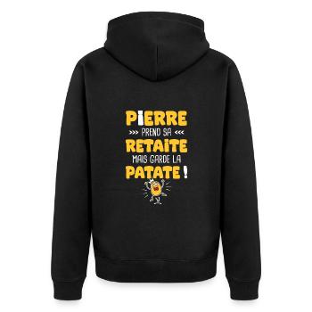 Pierre prend sa Retraite cadeau retraite retraité - Veste à capuche bio Premium Unisexe - noir - Dos - Nico (187cm)